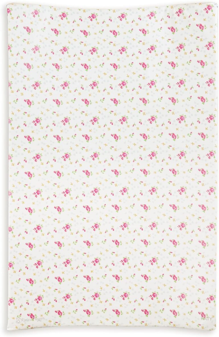 KATY Anti Roll Baby Girls Waterproof Changing Mat with Curved Sides Vintage Rose