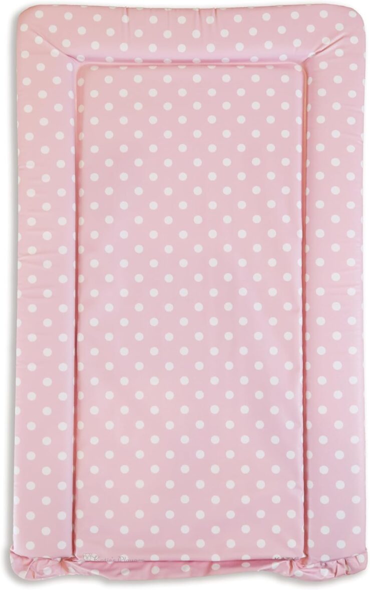 KATY Deluxe Baby Girls Waterproof Changing Mat – Pink with White Spots